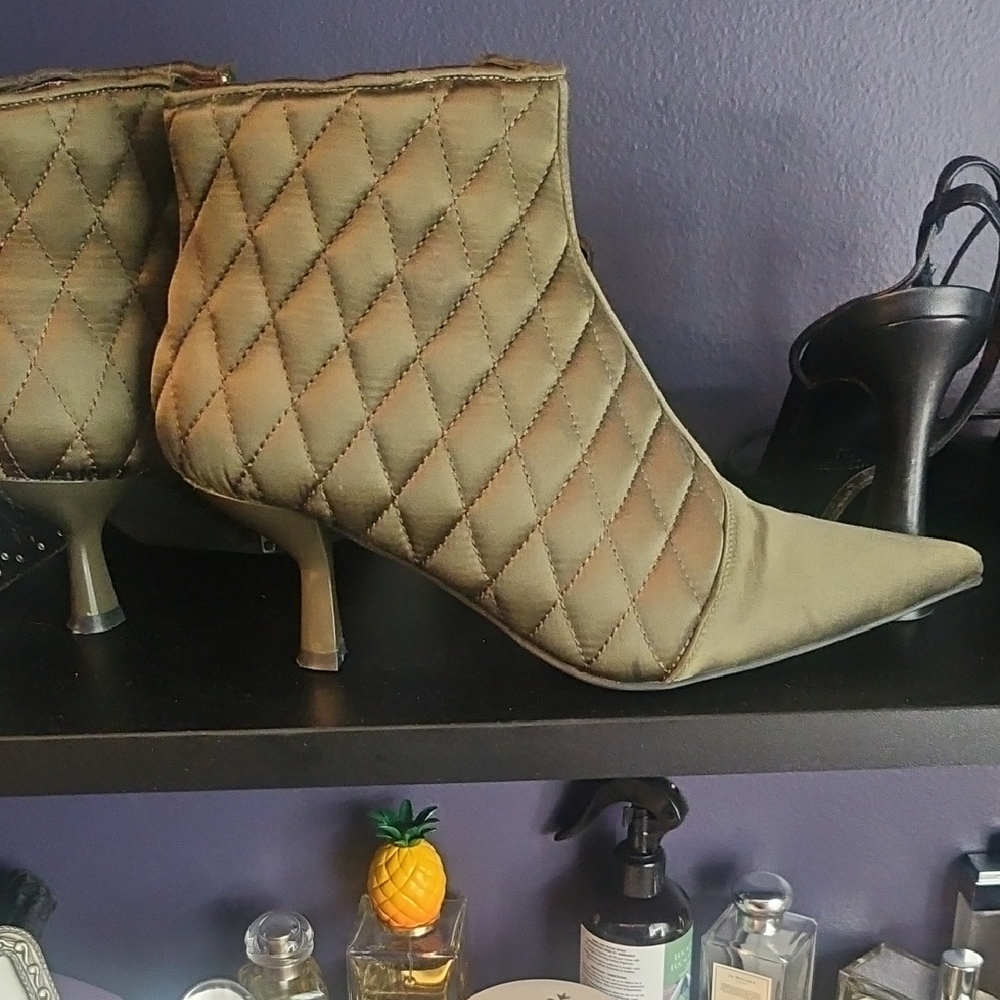 Jeffrey Campbell Quilted Khaki Heeled Boots